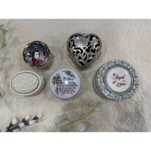 Vintage Trinket Boxes Set Of 5 Lenox, SFMB, Angel Of Love Mozart & Floral Design